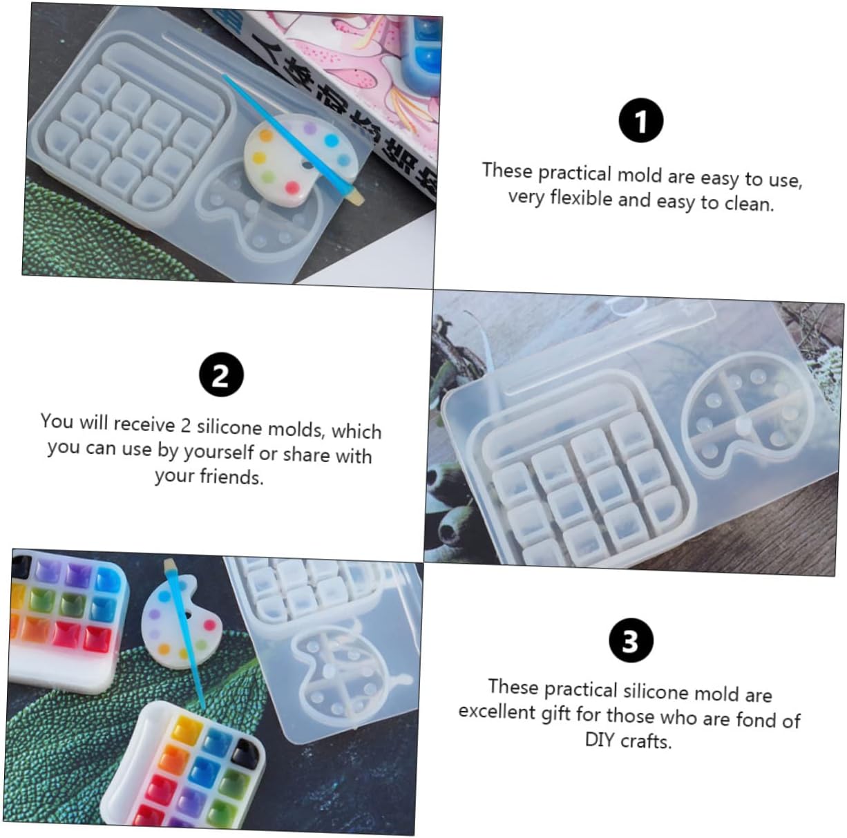 COHEALI 2 unids caja paleta plantilla bandeja de cristal molde de arcilla moldes de resina silicona lápiz labial resina epoxi bandeja de resina de