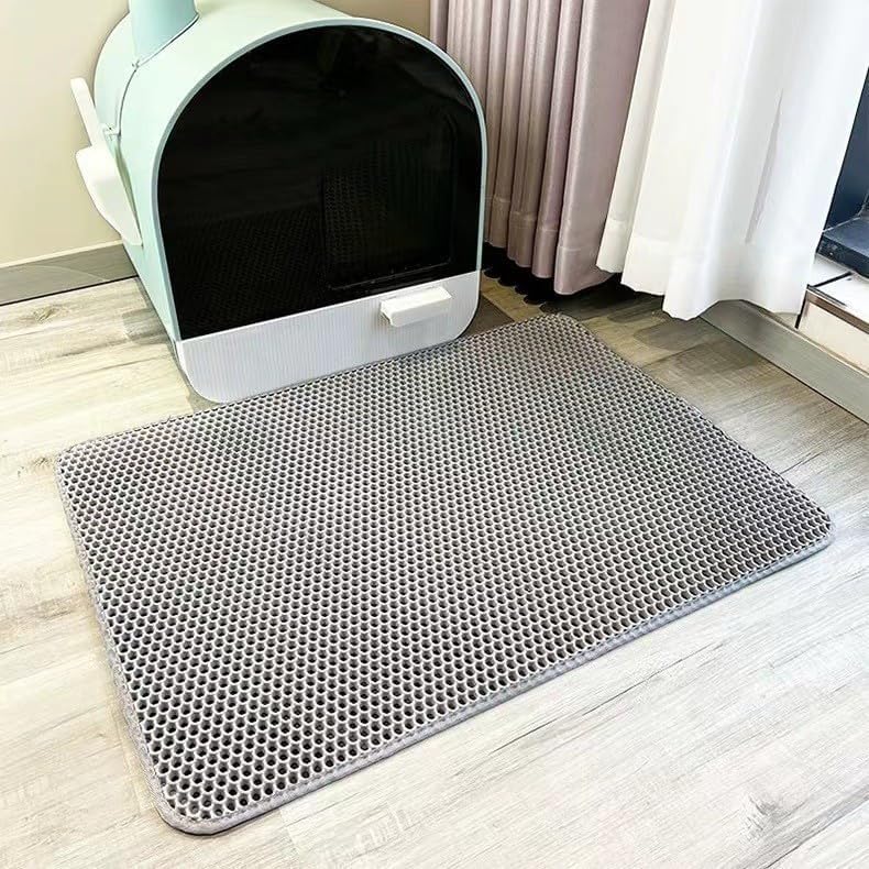 Alfombrilla de arena para gatos con diseño de panal de abeja de doble capa, impermeable, resistente, suministros para gatos fáciles de limpiar