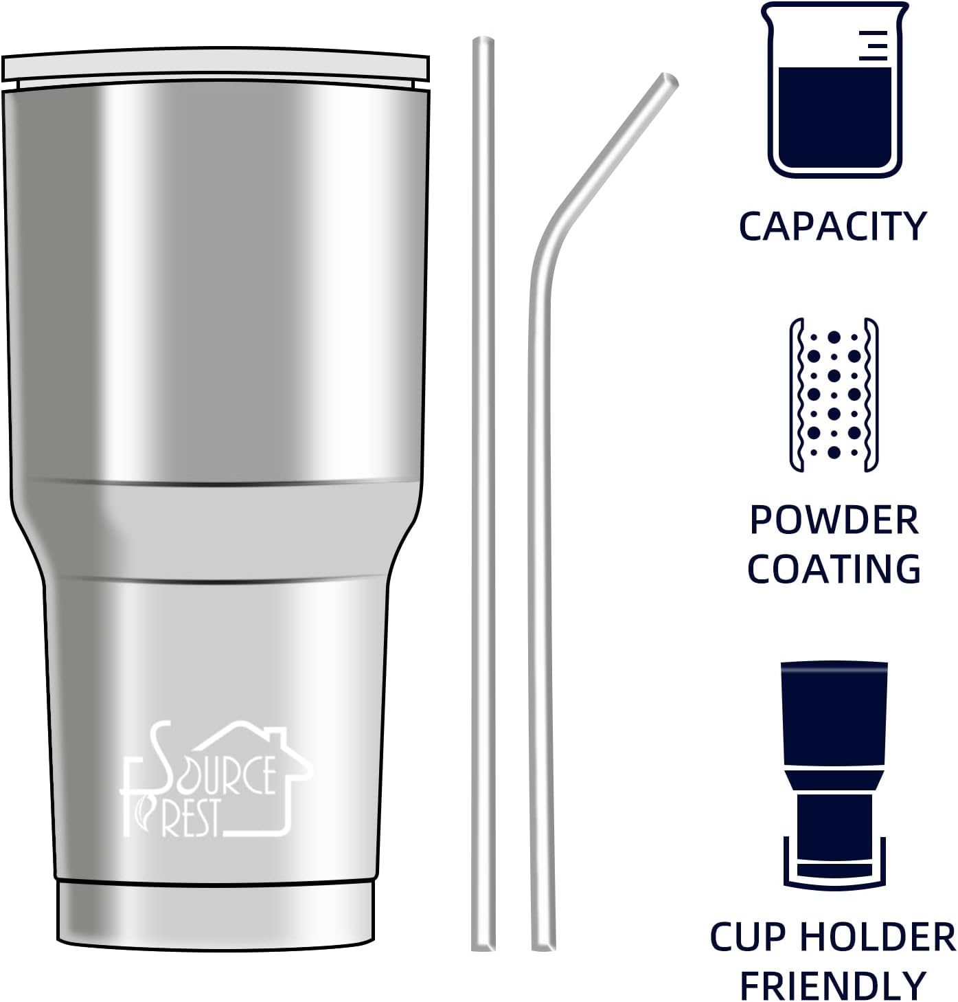 Vaso aislado de 30 oz con tapa y pajita, juego de 7 piezas, vaso de acero inoxidable con asa, taza de café de viaje aislada, vaso de café con 2