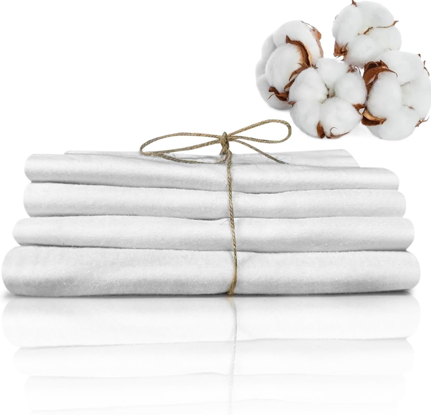 4 Pcs Organic Cotton Flannel for Castor Oil Pack, Reusable Castor Oil Compress for Liver Detox, Castor Oil Pads for Abdomen, Joints & Other Areas