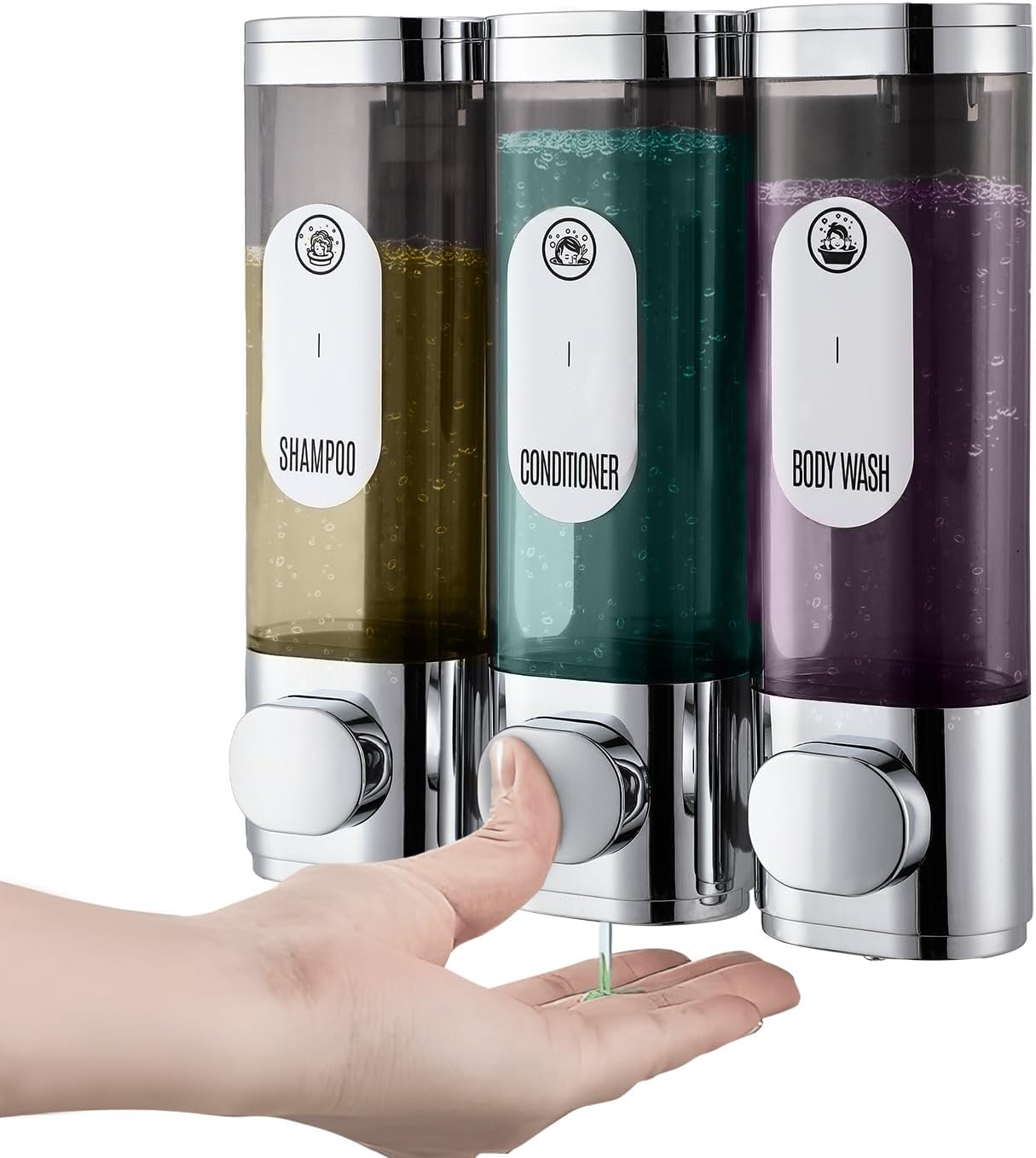 Dispensador de champú y acondicionador, dispensador de champú Lanrritoire para ducha sin taladro montado en la pared, dispensador de champú y gel de