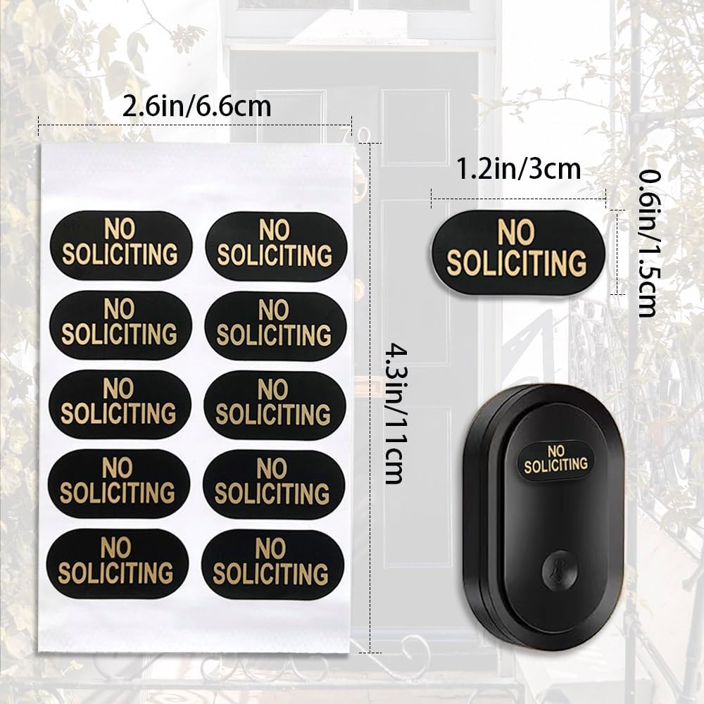 Letrero de no solicitar para casa, paquete de 20 calcomanías de no solicitar, letrero de no solicitud para timbre de video en anillo, impermeable,