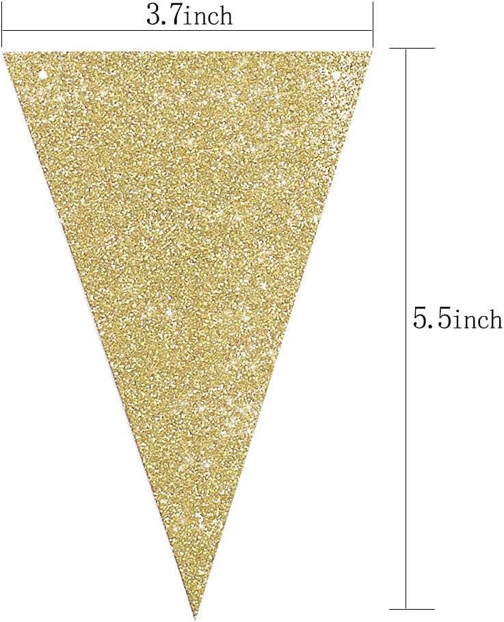 Cartel de papel con purpurina dorada y verde triangular, suministros de decoración de fiesta, letreros para cumpleaños, guardería, aniversario, Año