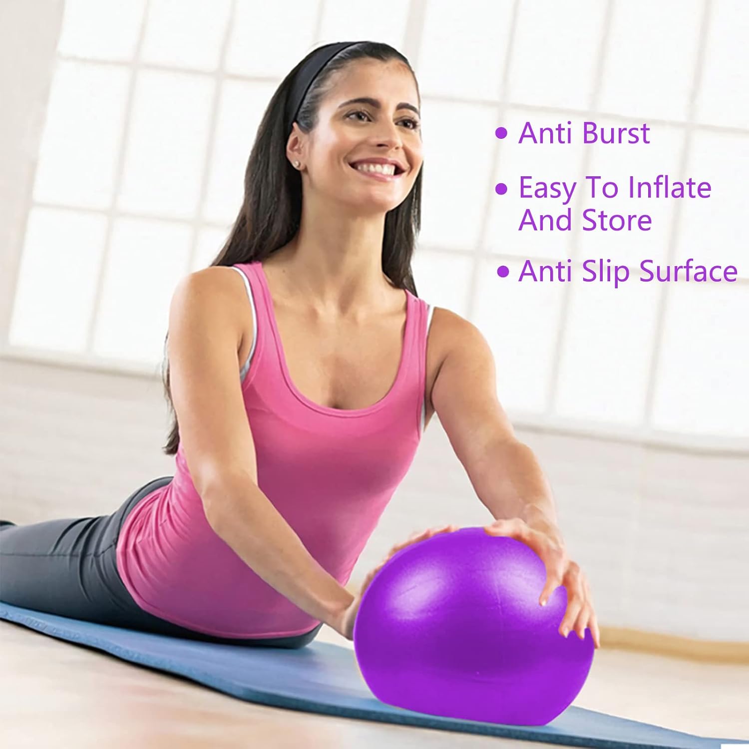 Fsadwnn – Pelota de ejercicio pequeña, bola de pilates de 9 pulgadas, pelota de ejercicio pequeña con bomba, bola de barre, mini pelota dobladora,