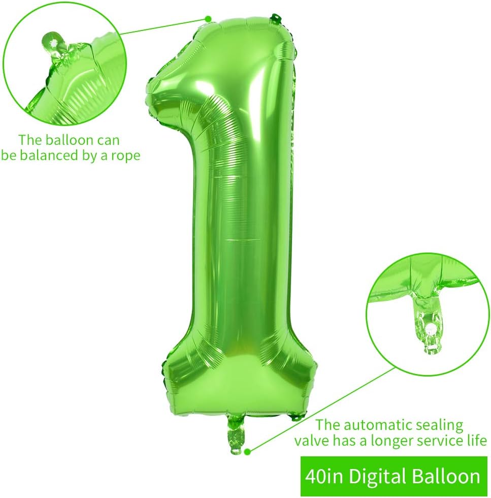TONIFUL Globos grandes de 40 pulgadas con números verdes del 0 al 9, globos de helio del número 1 del número 1, globos de aluminio de Mylar con