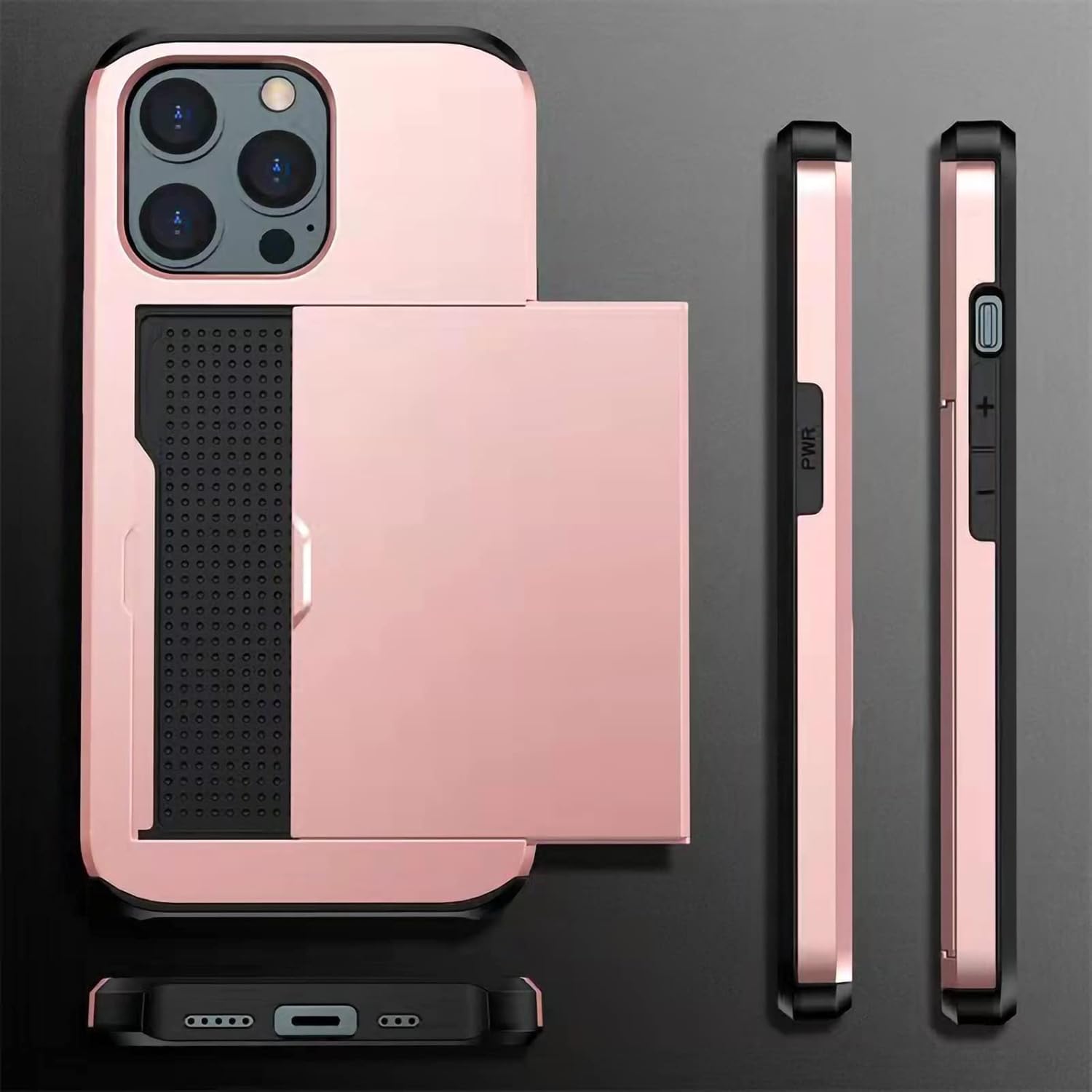 Funda híbrida compatible con iPhone 13 Pro, funda tipo cartera híbrida para iPhone, tarjetero, protección resistente, a prueba de golpes,