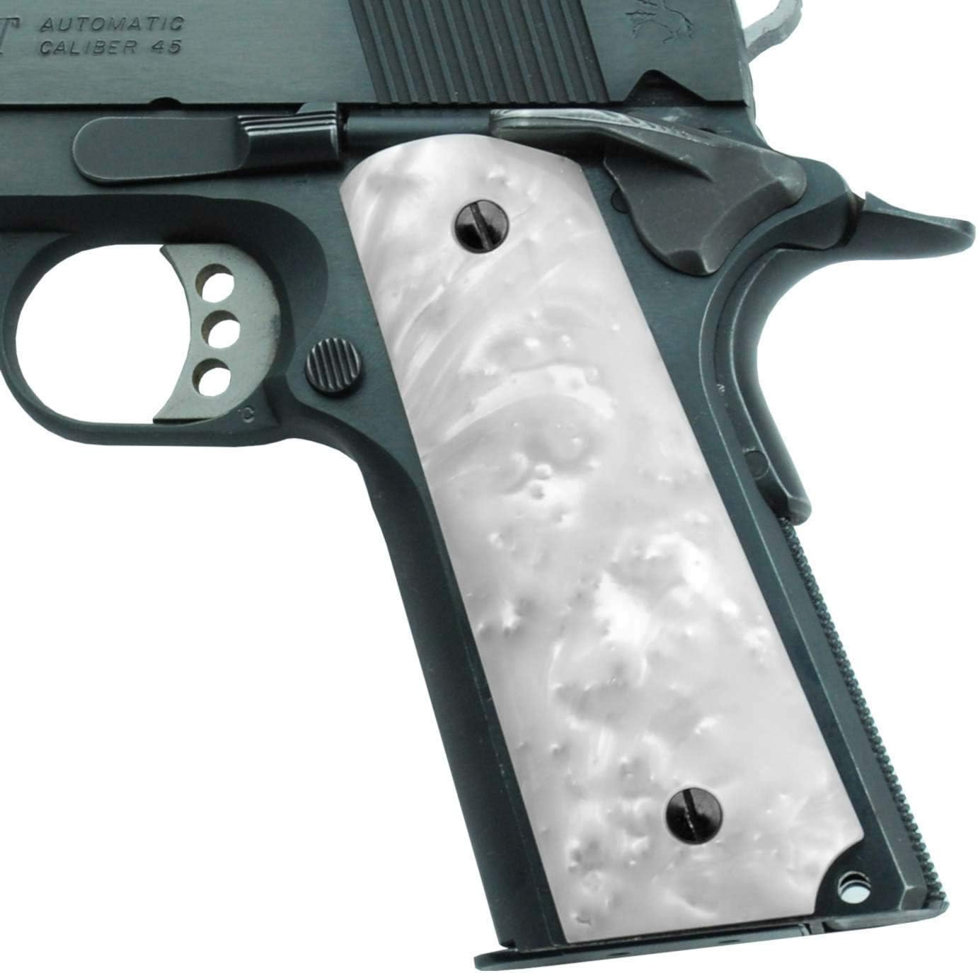 Altamont 1911 Grips – Perla – Tamaño completo 1911 Puños con Ambi Safety se adapta a la mayoría de modelos Commander, Standard & Government 1911 –