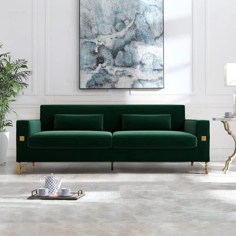Sofá biplaza de 85 pulgadas, decoración moderna de mediados de siglo, sofás con brazo para sala de estar, muebles de asientos de amor copetudos de