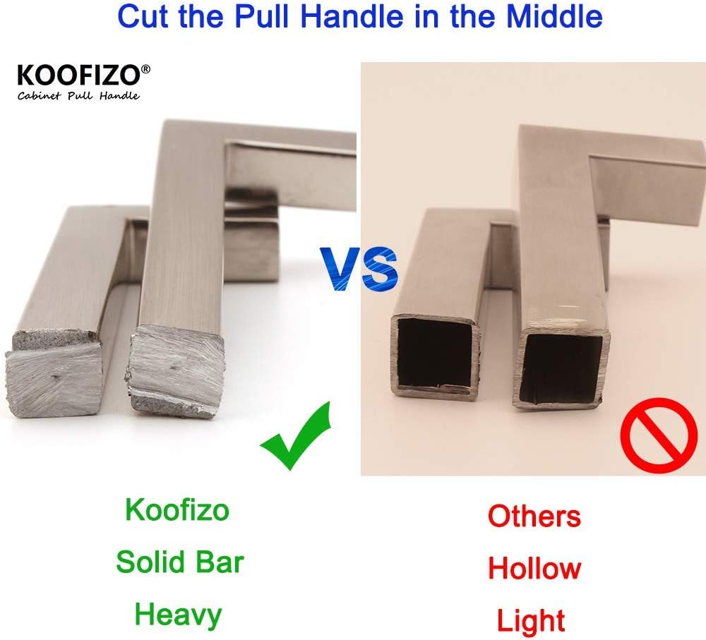 KOOFIZO Paquete de 20 tiradores de barra cuadrada maciza para gabinete, tirador negro para muebles, distancia para los tornillos de 3 pulgadas2.992