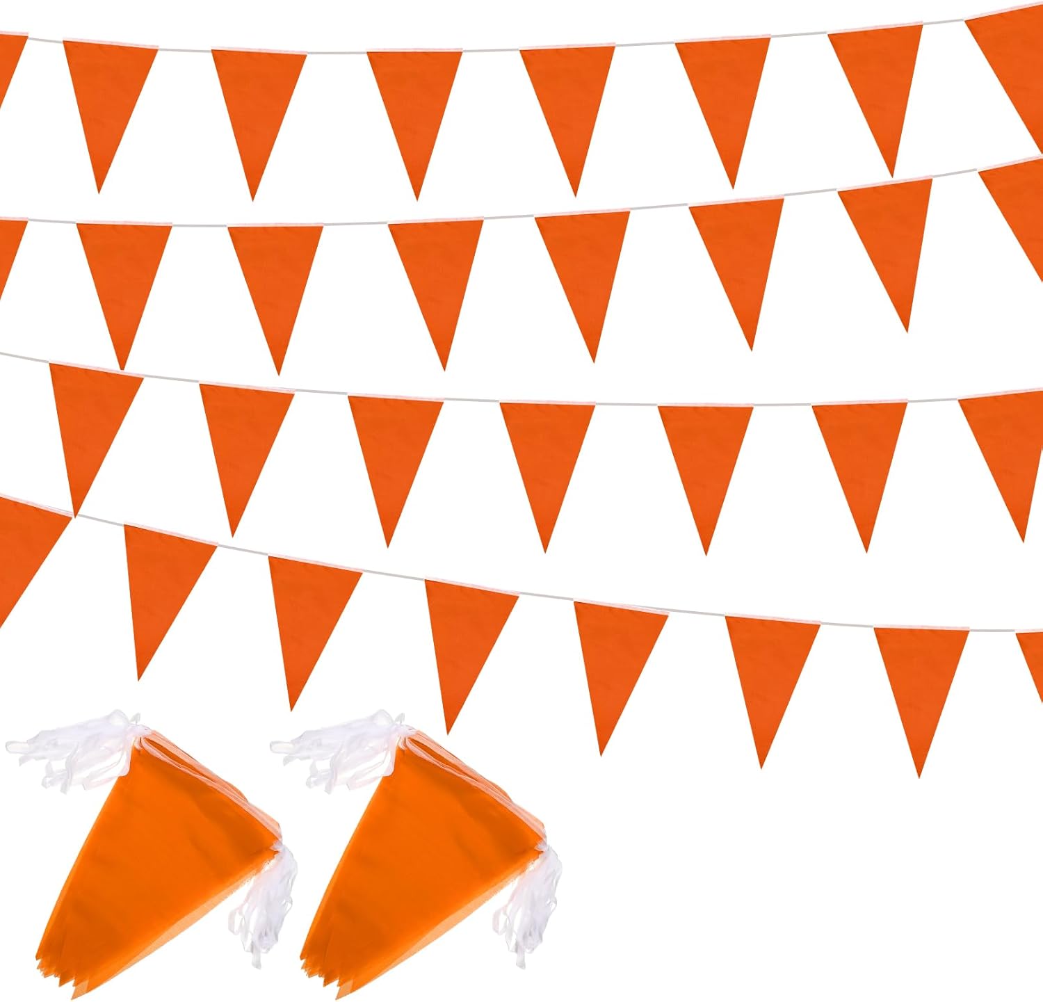 Panelee Banderines en blanco de 300 pies para colgar, 180 unidades, guirnalda triangular para gran apertura, graduación, fiesta de cumpleaños,