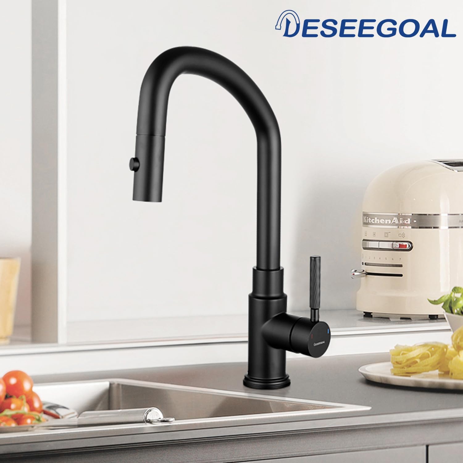 Grifos para fregadero de cocina con rociador extraíble, rociador de dos funciones, grifo de fregadero de una sola manija, giratorio de 360 y tubo