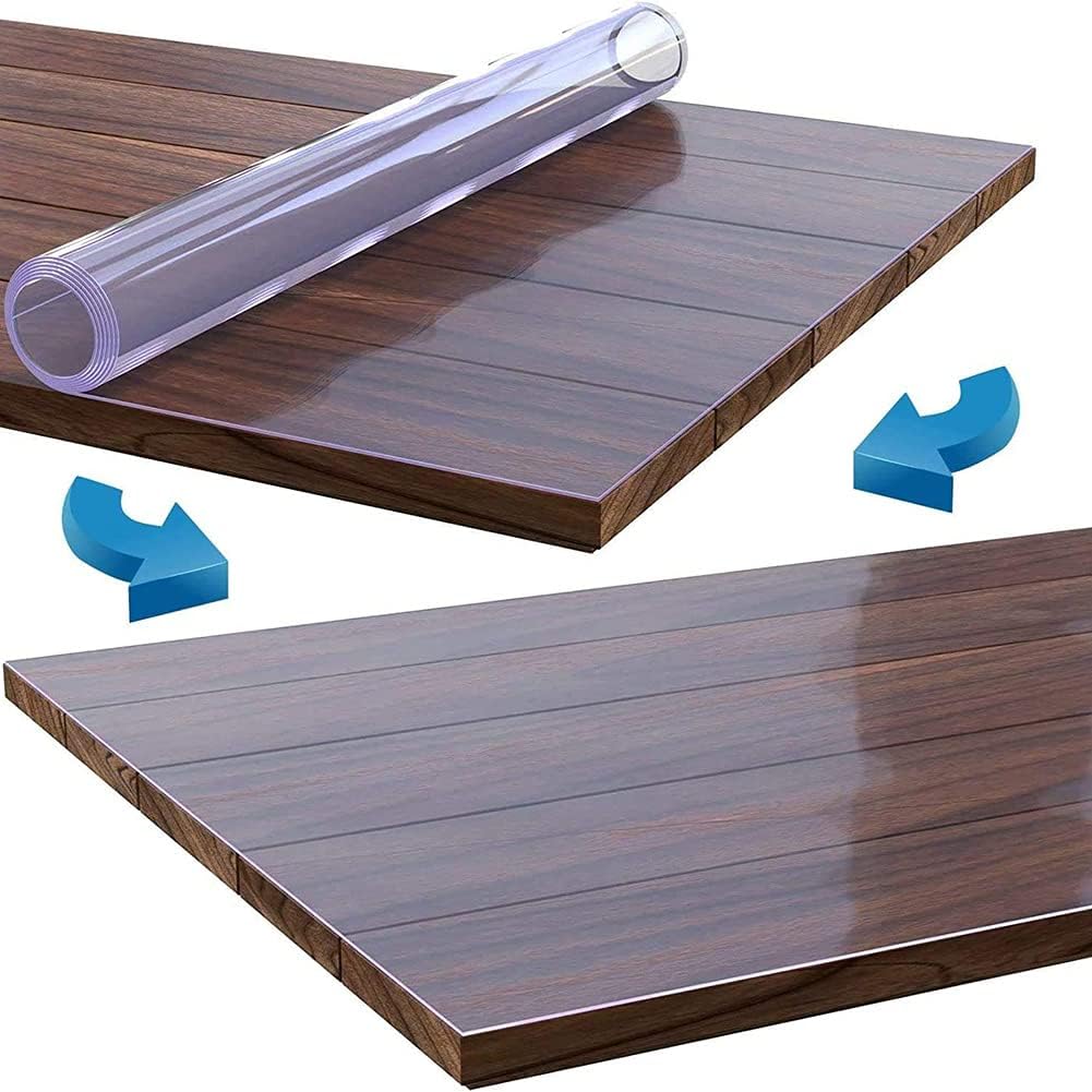 Protector de mesa transparente de 0.118 in, mantel de plástico transparente fuerte, protector de mesa transparente, mantel transparente anticalor,