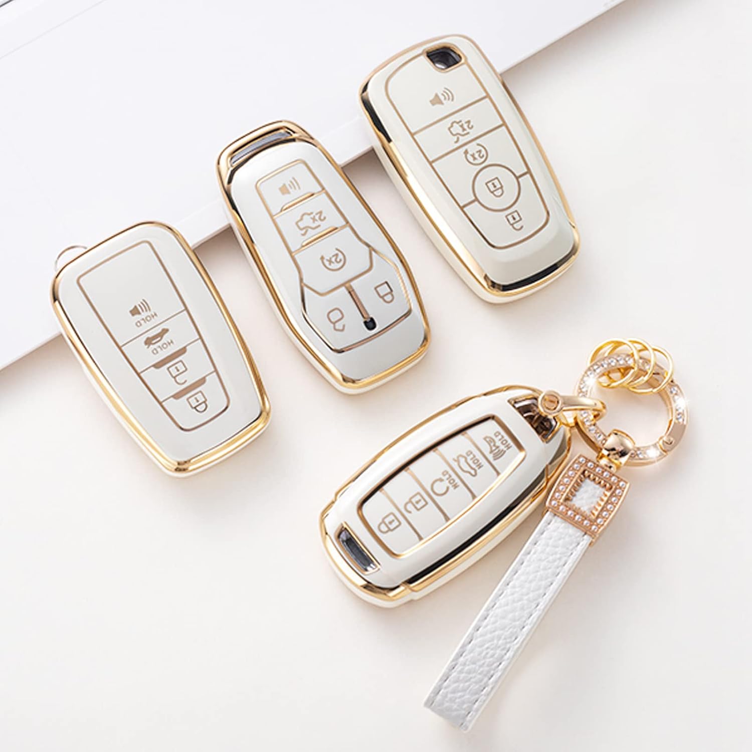 Funda para llavero Toyota con cordón de cuero, funda compatible con Toyota 2018-2022 Camry RAV4 Highlander Avalon C-HR Prius Corolla GT86 Smart Key