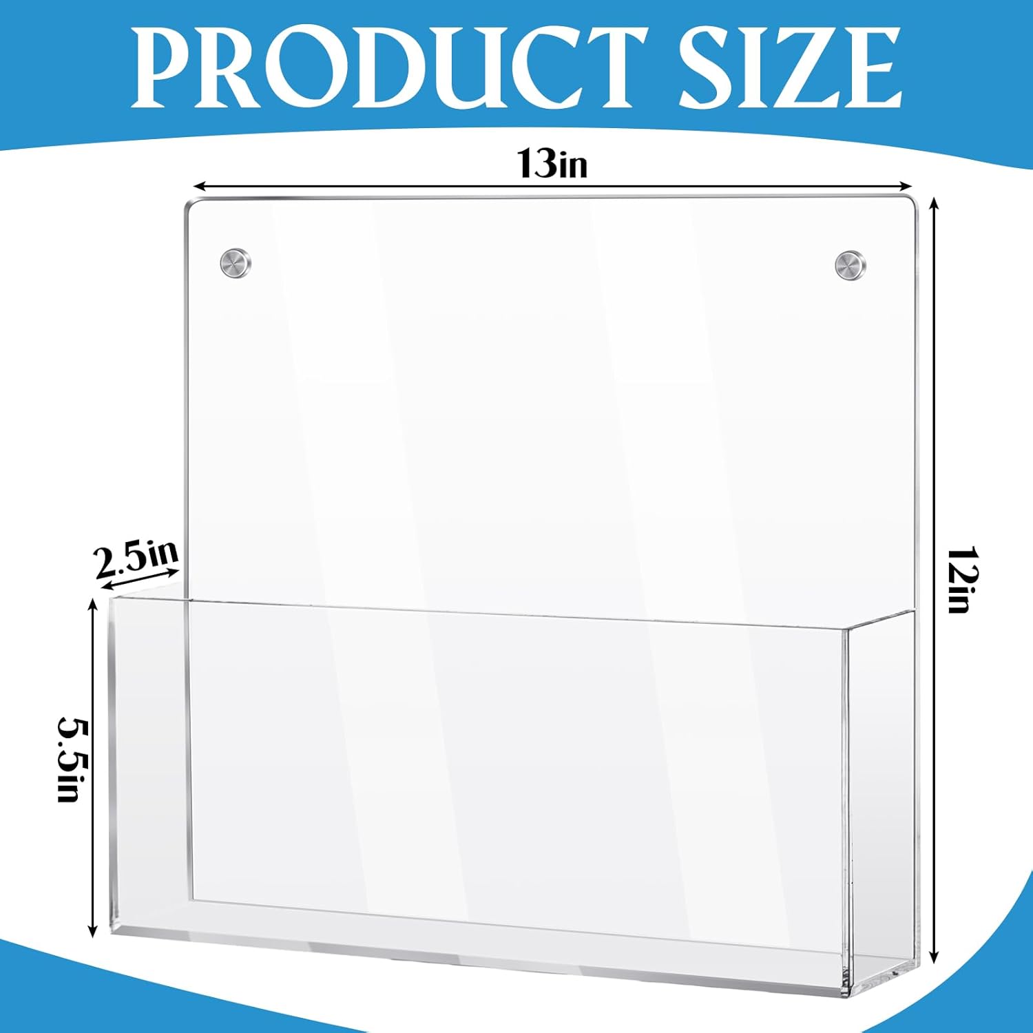 3 piezas de acrílico transparente soporte de pared para archivos de pared colgante de bolsillo de pared acrílico organizador de archivos de pared