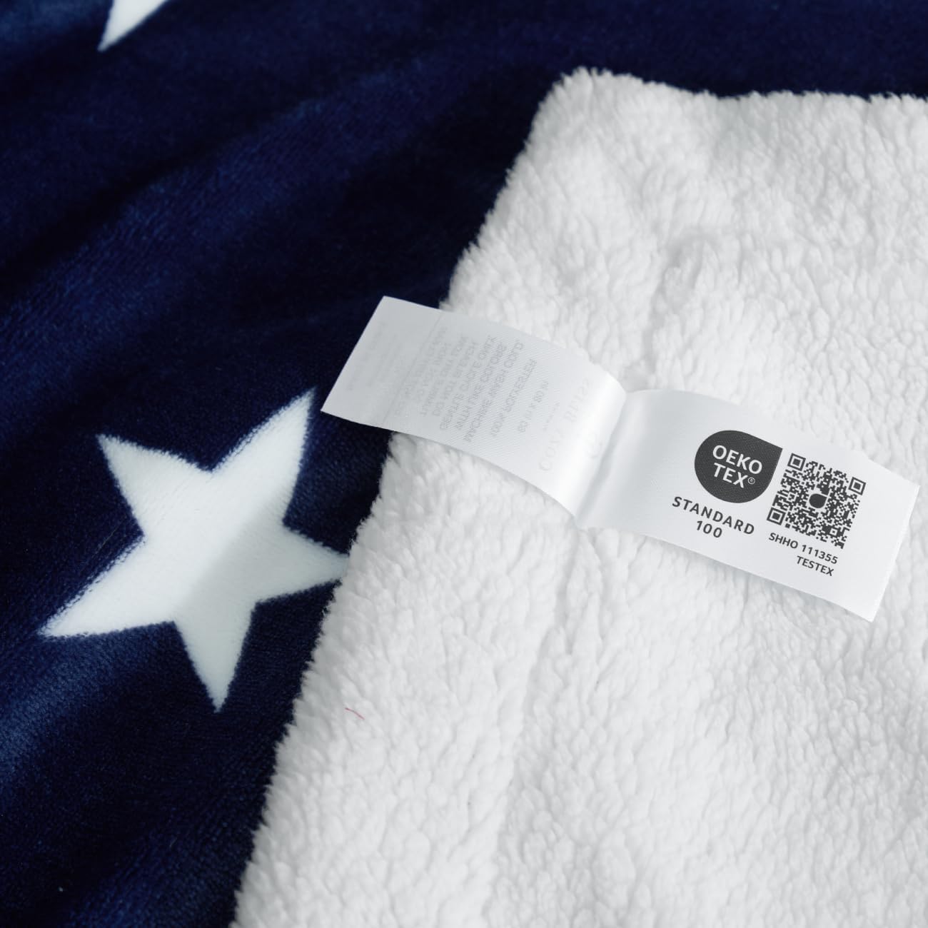 Cozy Bliss Manta gruesa y cálida de forro polar Sherpa con estrellas, manta patriótica de doble cara, esponjosa, suave y gruesa para sofá, cama y