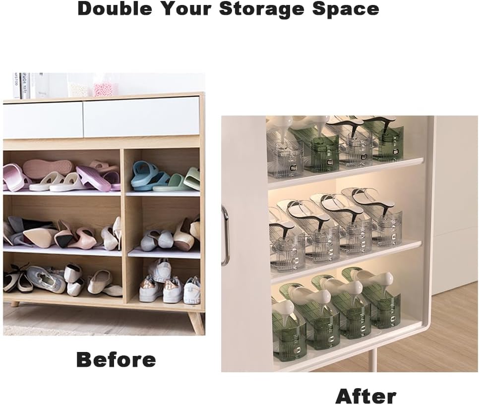 Organizador de ranuras para zapatos, apilador de zapatos ajustable, ahorrador de espacio, material grueso, soporte de doble plataforma para