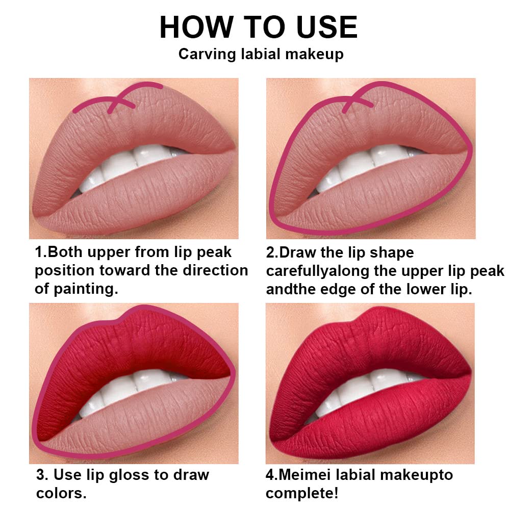 Juego de 2 colores de lápiz labial líquido mate y delineador de labios, tinte de labios de larga duración, 24 horas, impermeable, terciopelo,