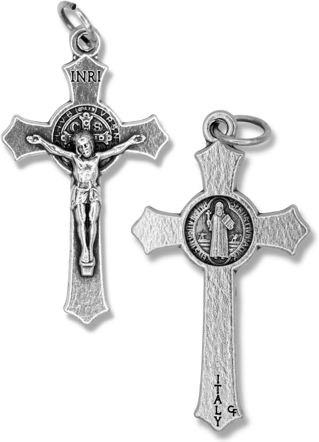 Caritas et Fides Kit de rosario italiano para 5 rosarios  Cruz y centro de rosario católico con crucifijo de San Benito de 1.5 pulgadas y medalla