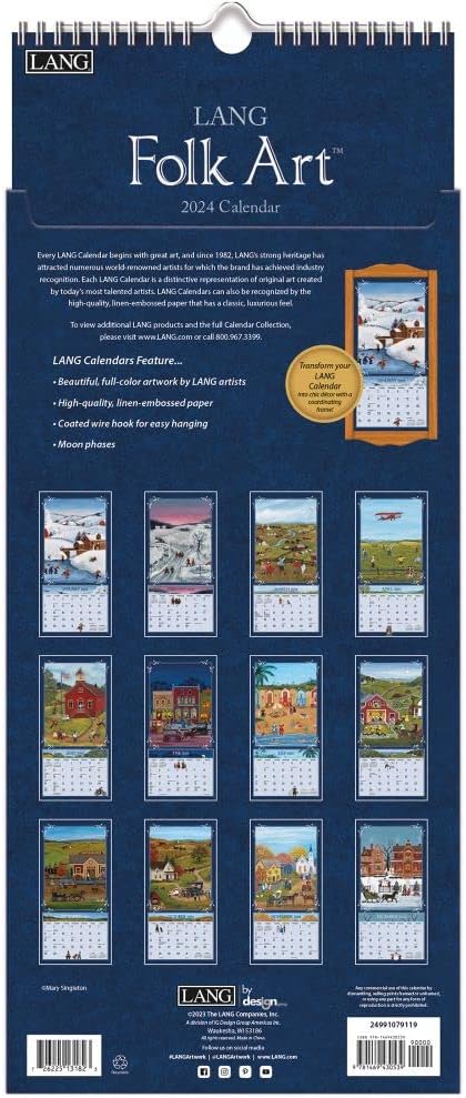 LANG Lang Folk Art 2024 – Calendario de pared vertical (24991079119)