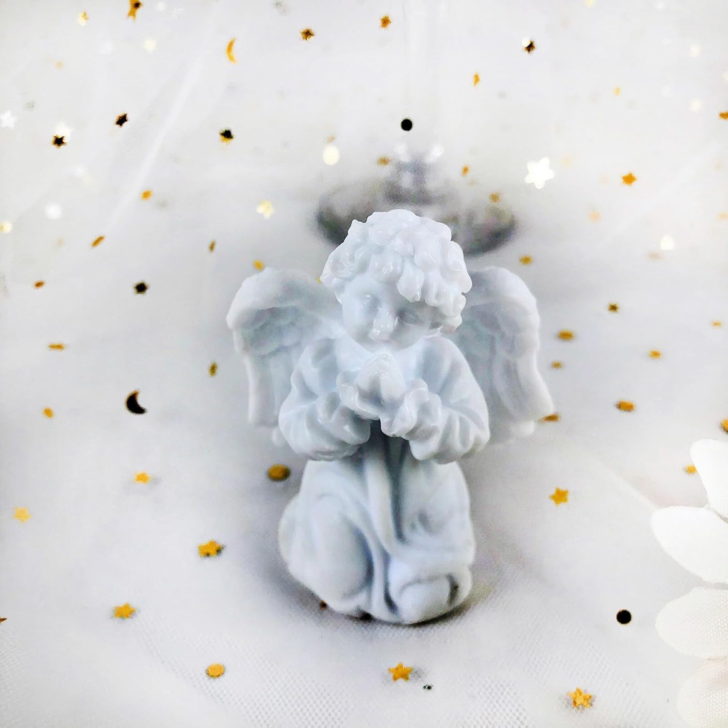 Surakey Moldes de silicona de alas de ángel, molde de resina epoxi tallada en 3D, molde para velas de estatua pequeña tallada en 3D, para hacer