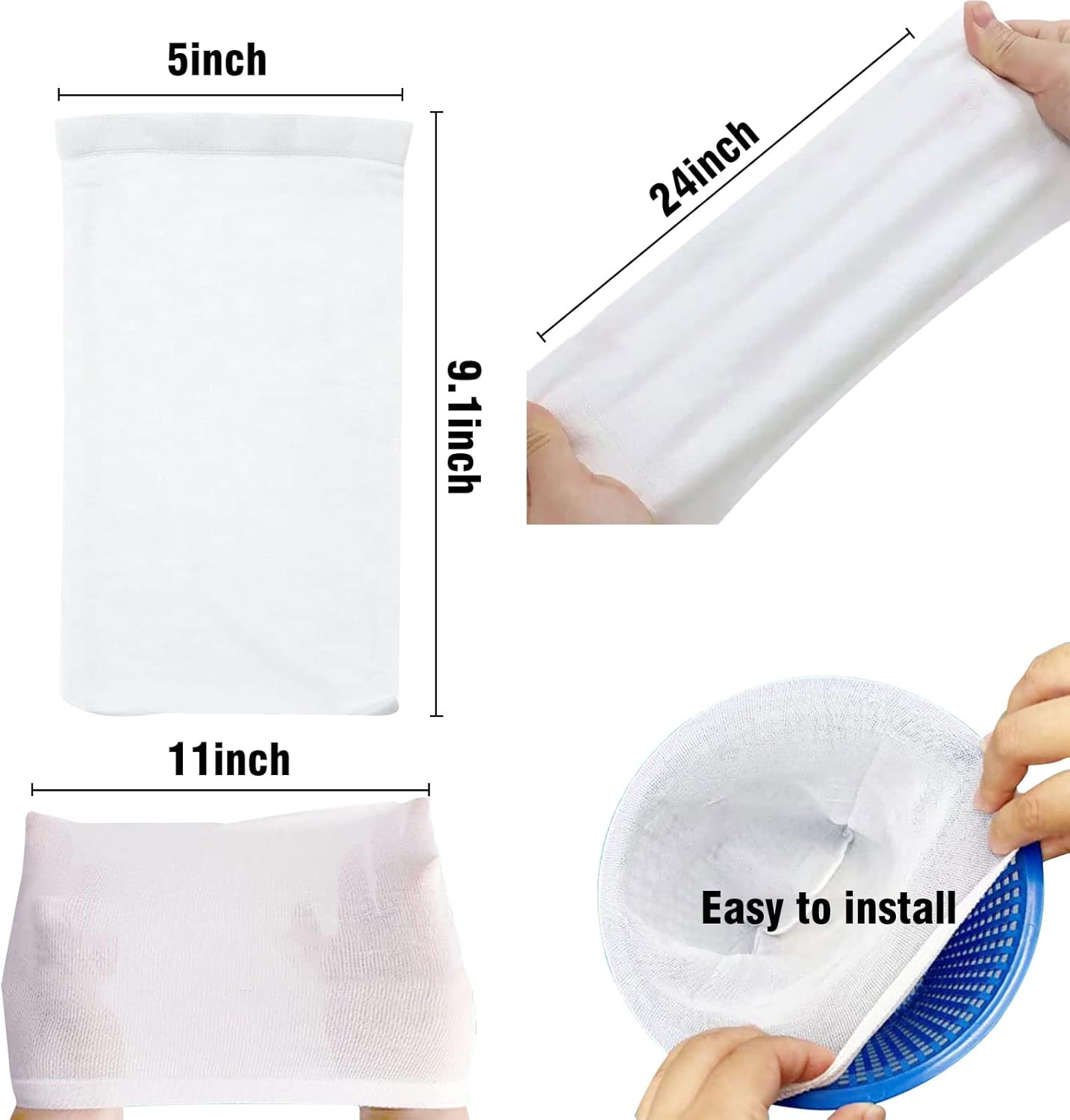 60 calcetines de filtro para piscina sobre el suelo y en el suelo, redes de piscina para limpieza, calcetines de malla ultra fina para cesta de