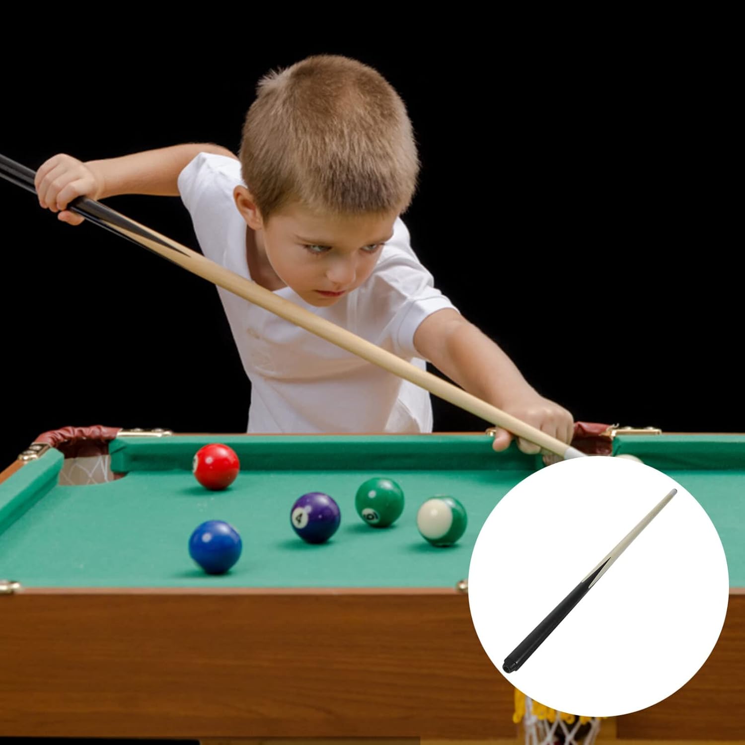 Zerodeko Palo de piscina para niños, mini taco de madera para billar, taco de piscina, 19 pulgadas, mini accesorios para niños