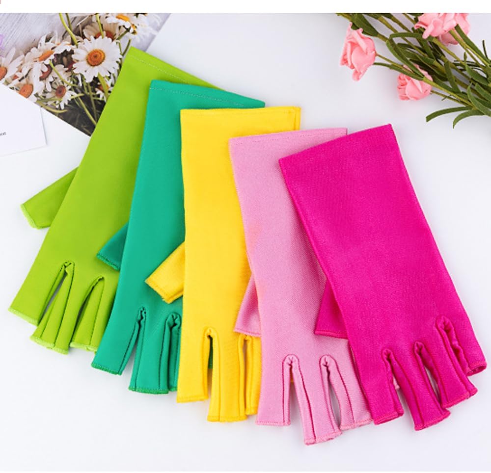 Alainzeo 2 pares de guantes UV para uñas, guantes UV de alta calidad para lámpara de uñas, guante profesional anti UV sin dedos