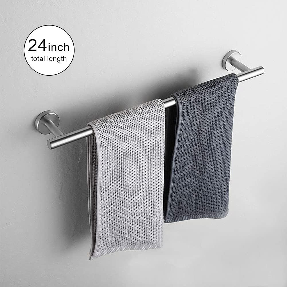 Toallero de 24 pulgadas, estante de baño resistente al óxido, grueso SUS 304 de aspecto moderno de acero inoxidable (níquel cepillado, 24 pulgadas)