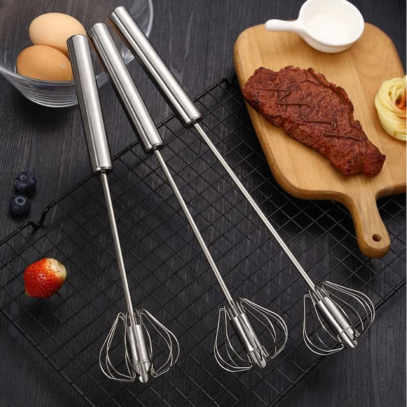 Batidor de huevos giratorio semiautomático Mezclador manual de crema de acero inoxidable Herramienta de cocina para el hogar