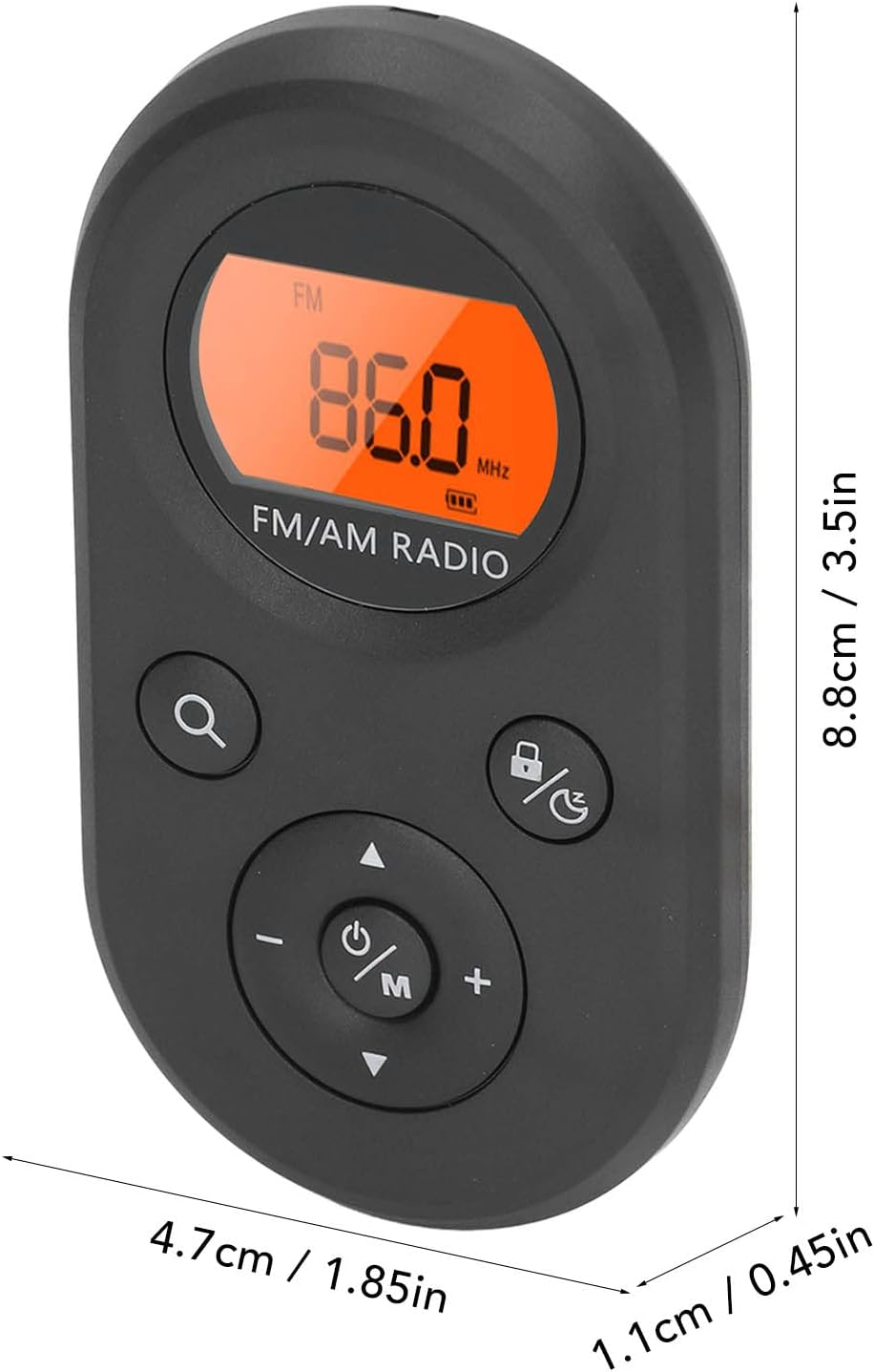 Radio portátil AM FM Mini con retroiluminación y auriculares para exteriores (negro)