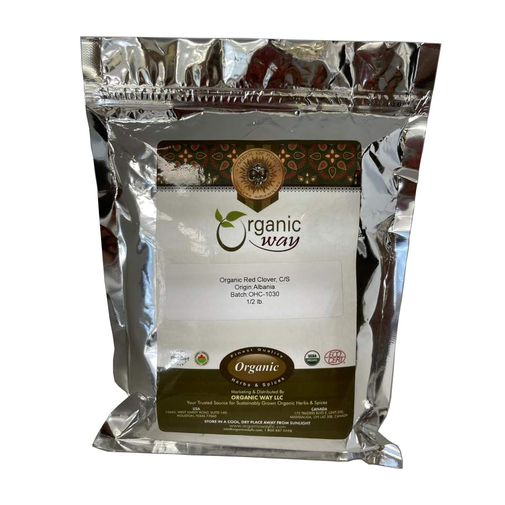 Organic Way Flor de trébol rojo cortado y tamizado (Trifolium pratense) – Té de hierbas  Cosecha silvestre europea  Certificado orgánico y Kosher