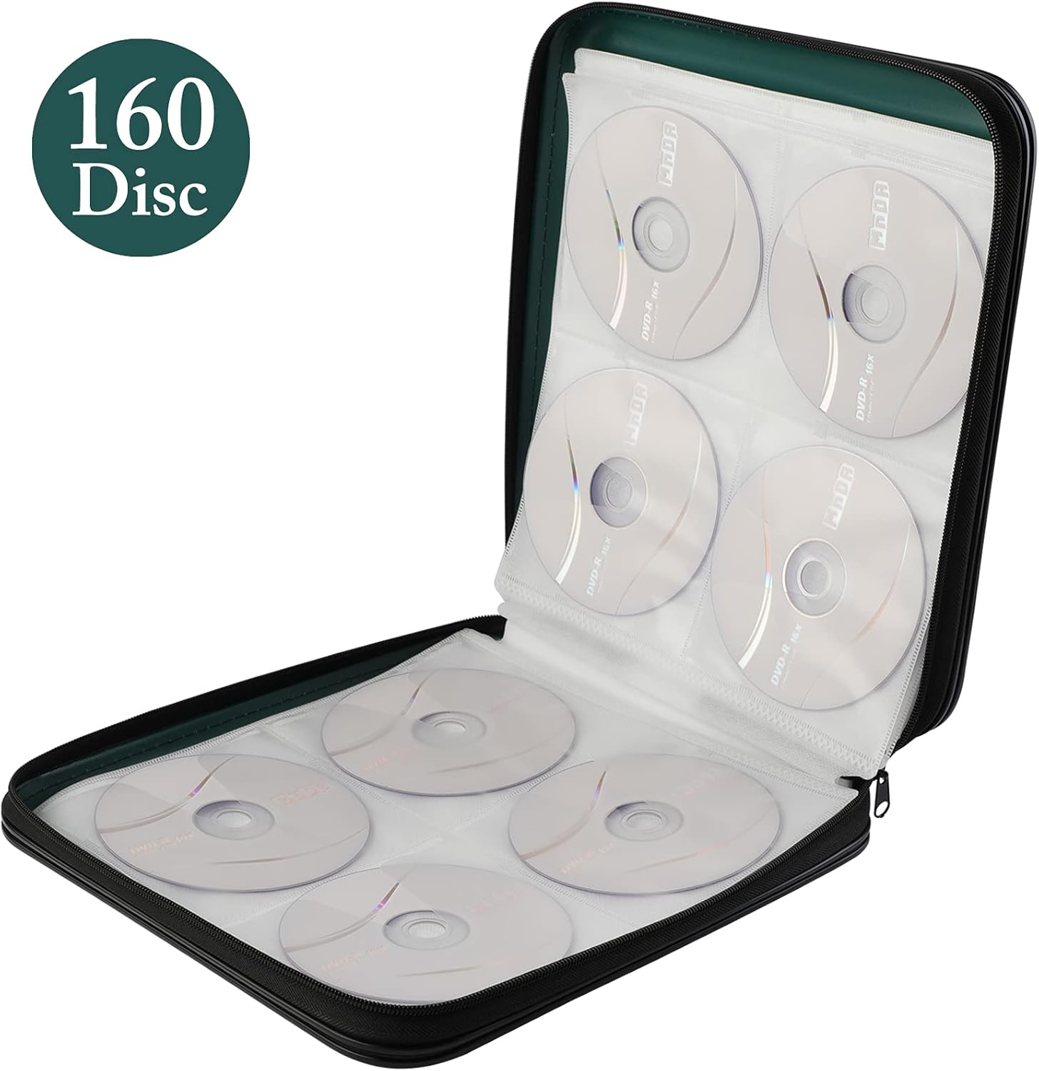 Soporte para CD de almacenamiento de DVD 160 fundas de CD de capacidad para CD de color negro para coche, caja organizadora dura de CD, billetera