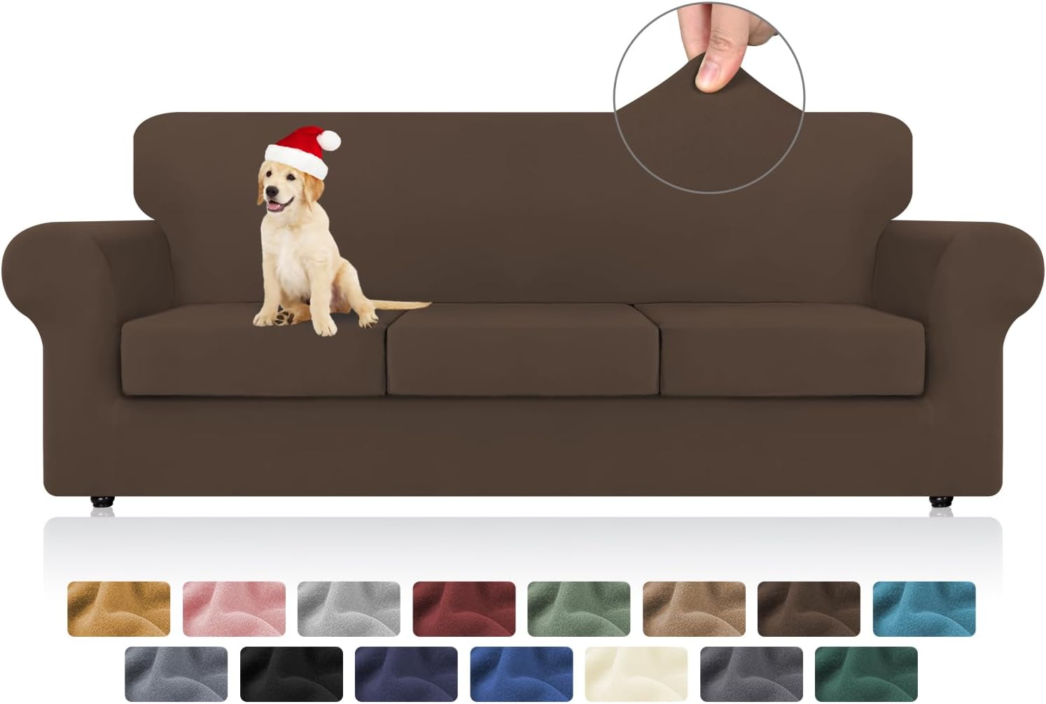 KEKUOU Fundas elásticas de 4 piezas para sofá de 3 cojines, fundas para sofá de 2024, protector de muebles para perros suave, elástico, lavable,
