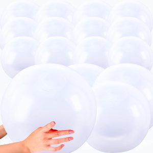 Octaday Paquete de 16 bolas de playa inflables de 24 pulgadas y 16 pulgadas, color blanco sólido, bolas de playa grandes inflables grandes para Octaday Paquete de 16 bolas de playa inflables de 24 pulgadas y 16 pulgadas, color blanco sólido, bolas de playa grandes inflables grandes para