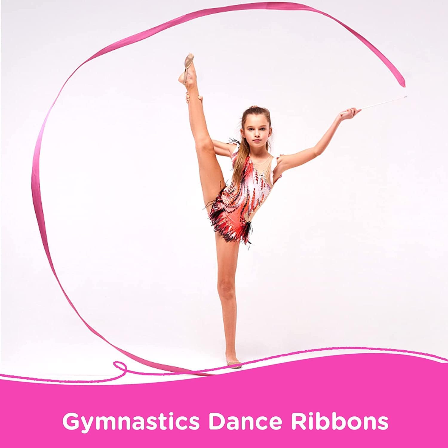 HiUnicorn 12 cintas de baile amarillas para niñas, gimnasia rítmica, bailarina, fiesta de cumpleaños, serpentinas, decoración de cintas de circo,