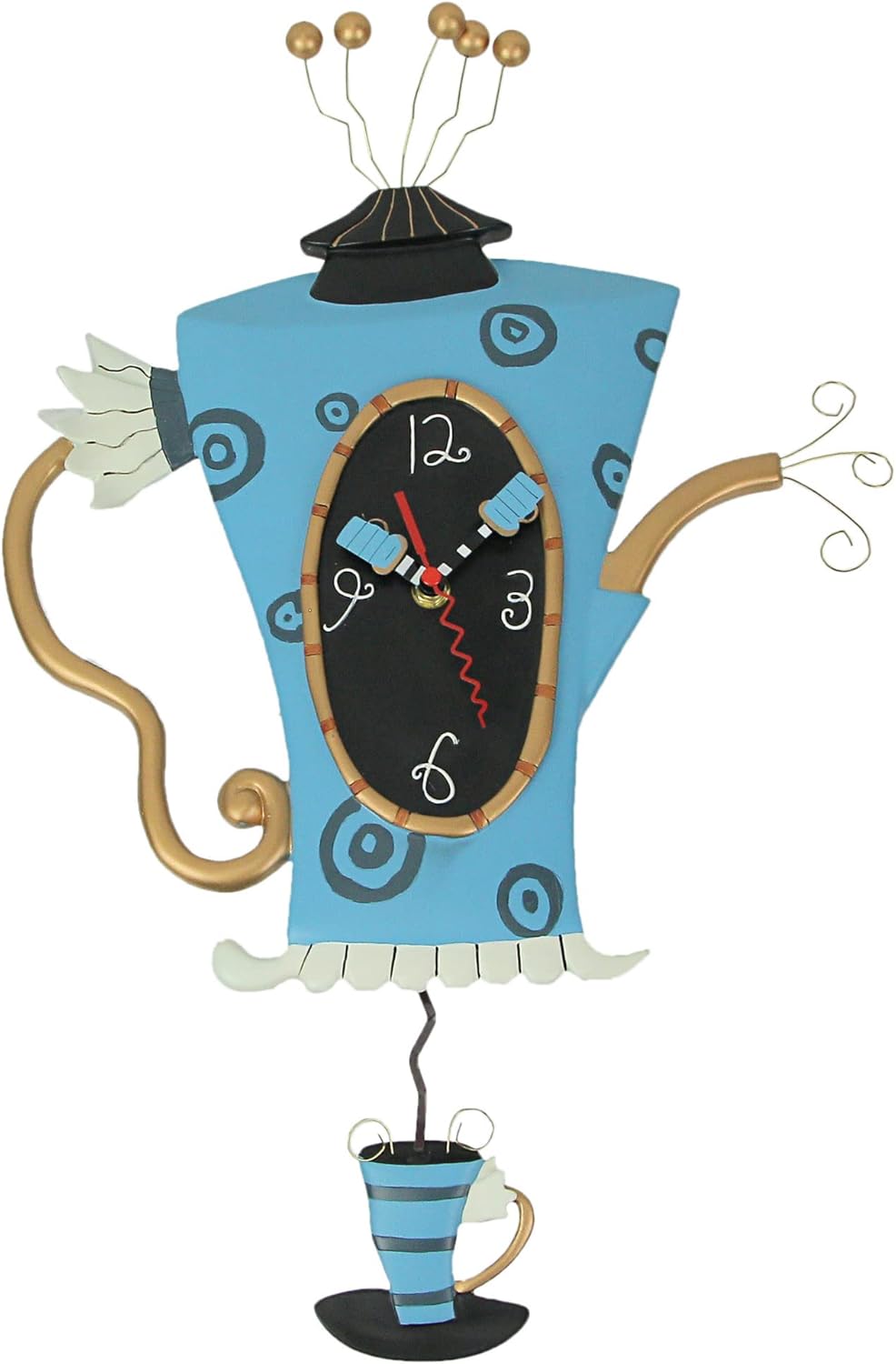 Allen Designs Cozy Time – Reloj de pared de péndulo decorativo de resina para decoración del hogar