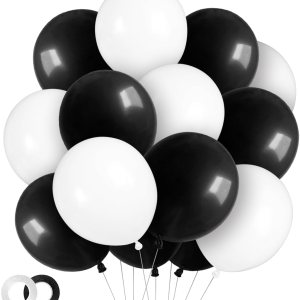 100 globos blancos y negros de látex gruesos de 12 pulgadas para decoraciones de cumpleaños, bodas, fiestas de graduación (globo blanco negro) 100 globos blancos y negros de látex gruesos de 12 pulgadas para decoraciones de cumpleaños, bodas, fiestas de graduación (globo blanco negro)