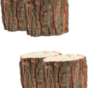 OSALADI Maceta de madera para tocón, 4 piezas, cubo de flores de corteza, barril de whisky al aire libre, macetas rústicas OSALADI Maceta de madera para tocón, 4 piezas, cubo de flores de corteza, barril de whisky al aire libre, macetas rústicas