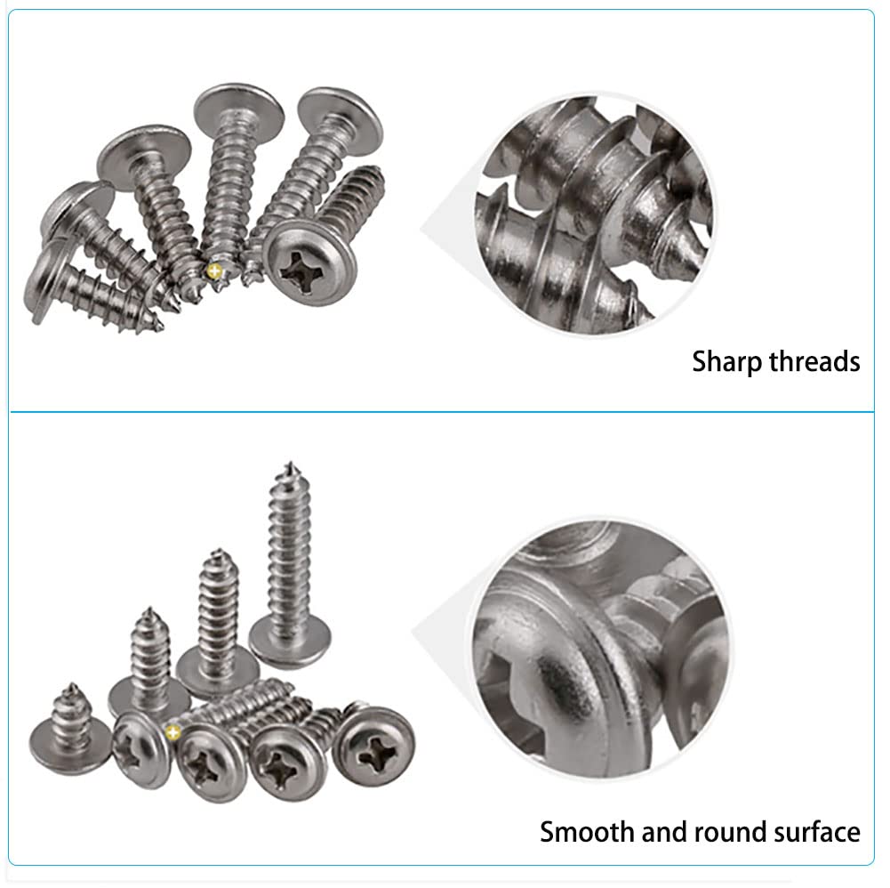 Tornillos para madera Tornillos de acero inoxidable Quick Metal Autoperforantes Phillips Truss Head (#6 * 12″) (100 piezas)