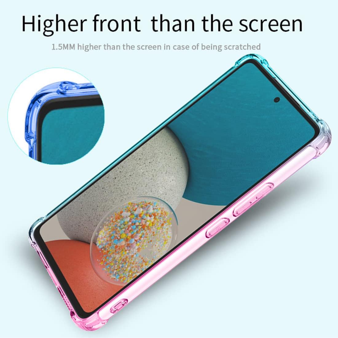 Osophter Funda para Samsung Galaxy A23 5G4G (rosa y verde azulado) con esquinas reforzadas transparentes y transparentes de poliuretano