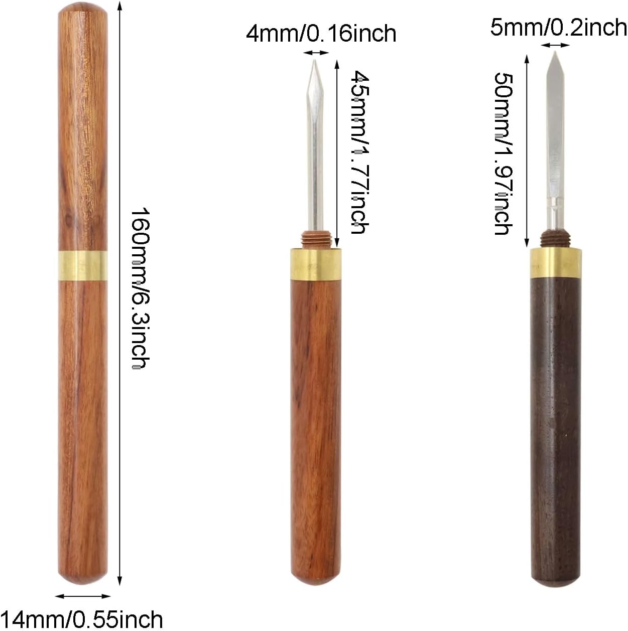 Honbay 2 agujas de cuchillo de té de acero inoxidable con mango de madera, herramientas portátiles para picahielo de cocina, cono de hielo para el