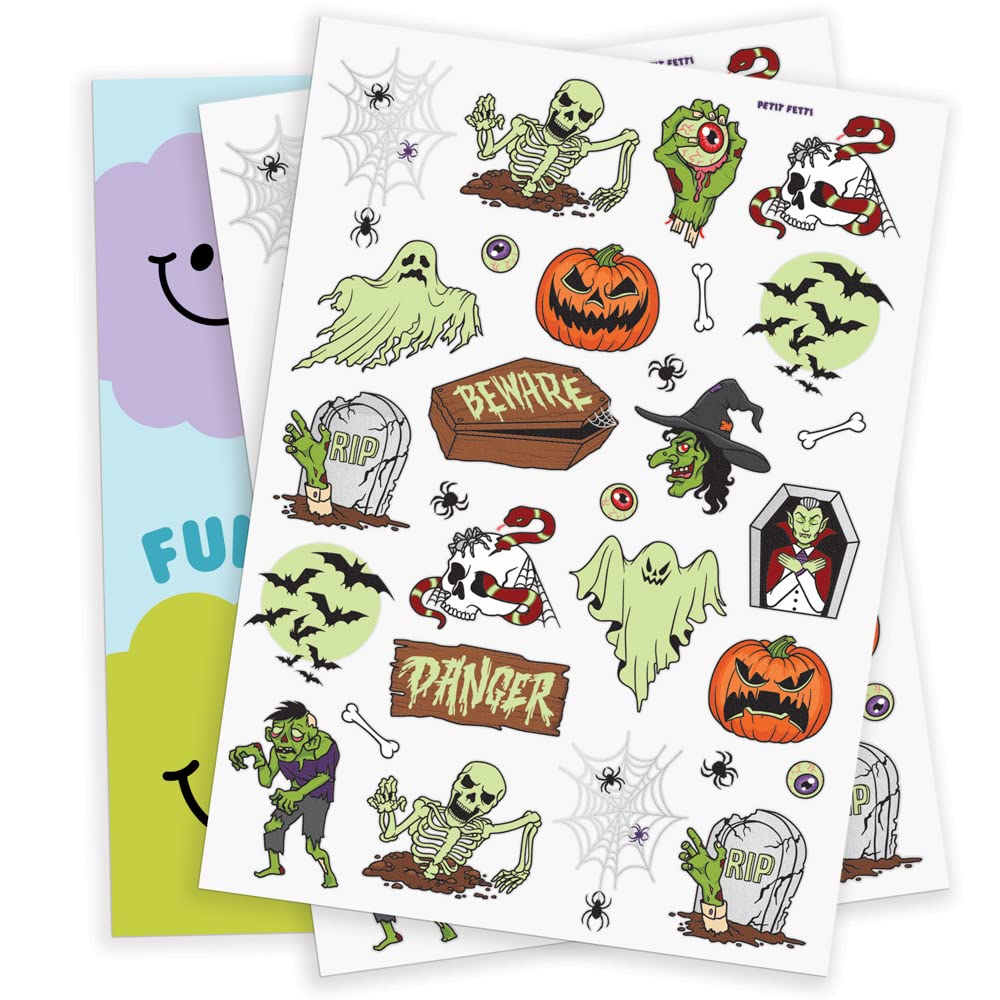 xo, Fetti Tatuajes temporales de Halloween para niños – 40 estilos de tatuajes que brillan en la oscuridad  Decoraciones de Halloween, esqueletos,