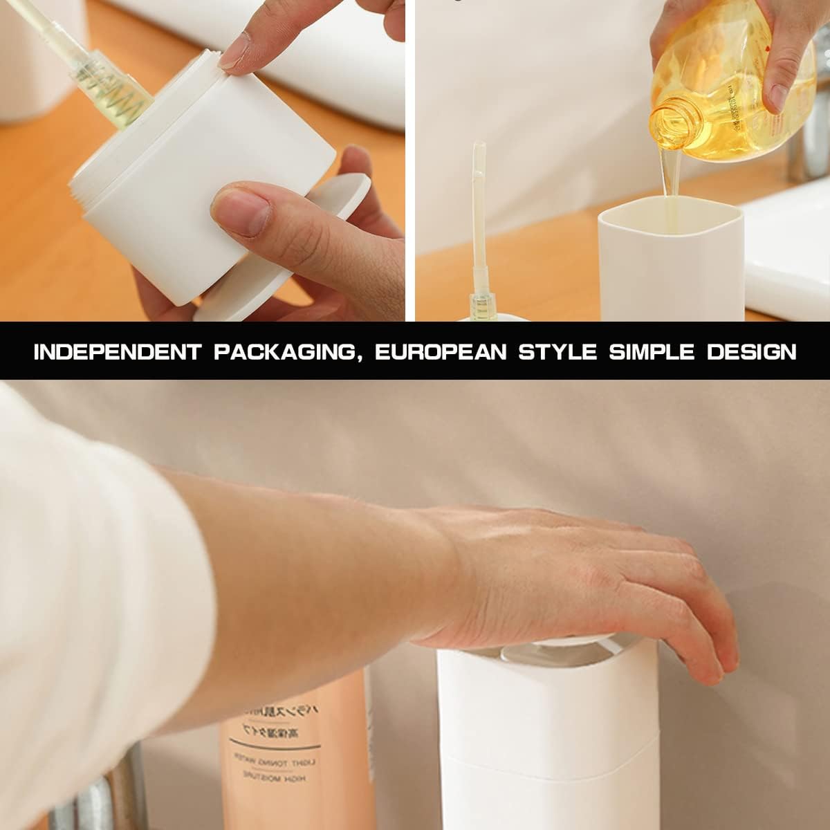 ANRONCH Dispensador de líquido con bomba de empuje, dispensador de bomba con cerradura, dispensador de cosméticos de viaje, dispensador de jabón,