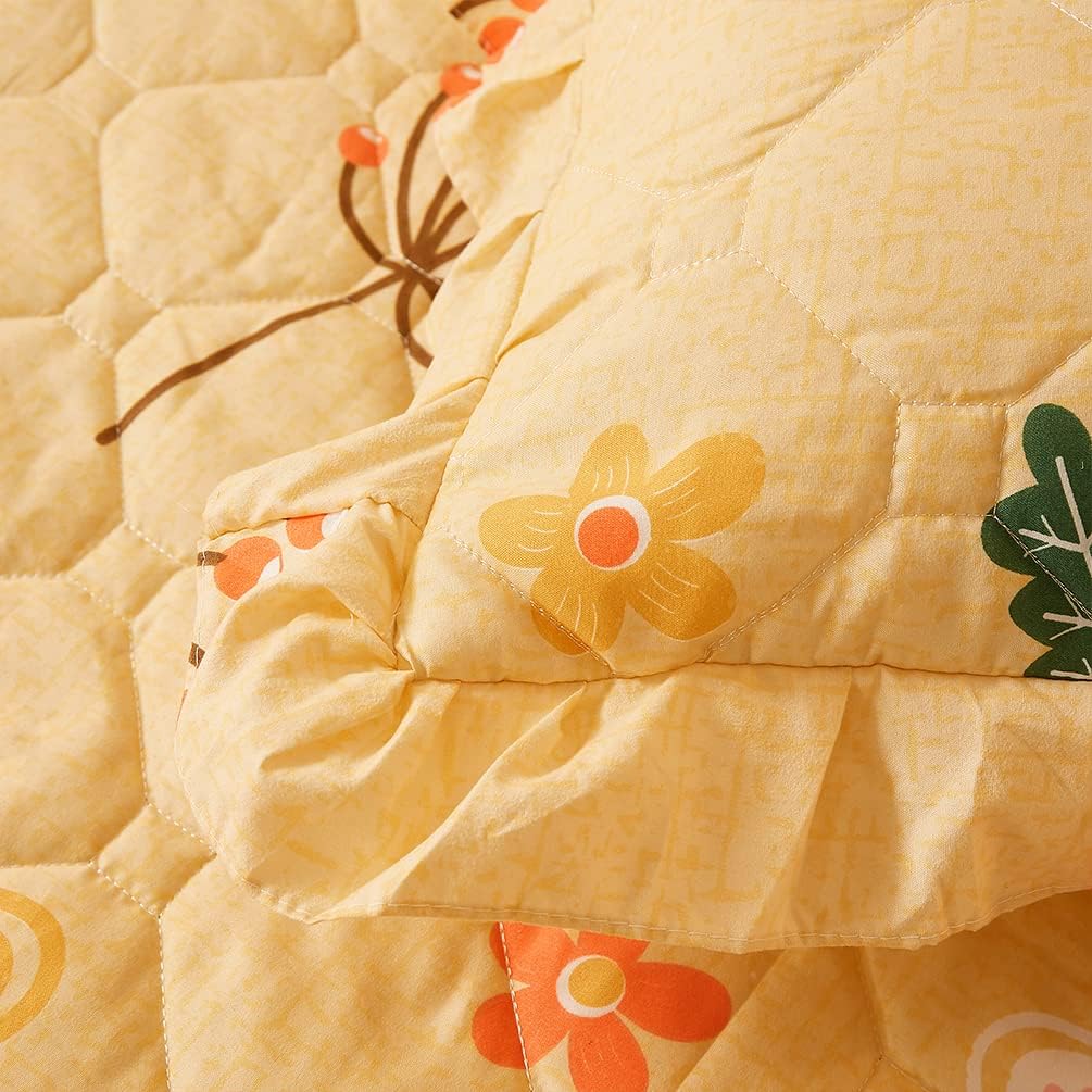 Juego de falda de cama con volantes de 3 piezas, cobertura lateral de 15.7 pulgadas, suave y cálida (felicidad conyugal perfecta, 59.1 x 78.7 in