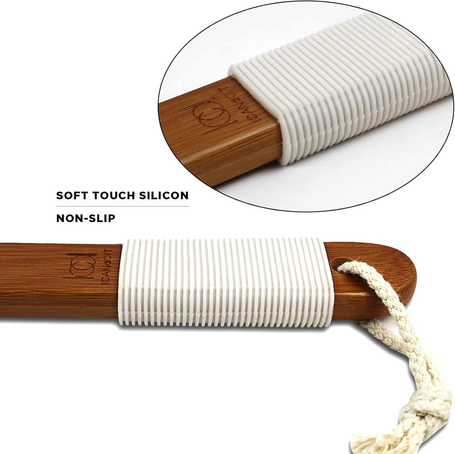 Cepillo de baño de cerdas de sisal rígidas naturales de 17.71 pulgadas, antideslizante, mango doblado para exfoliar, cepillo de espalda de ducha,