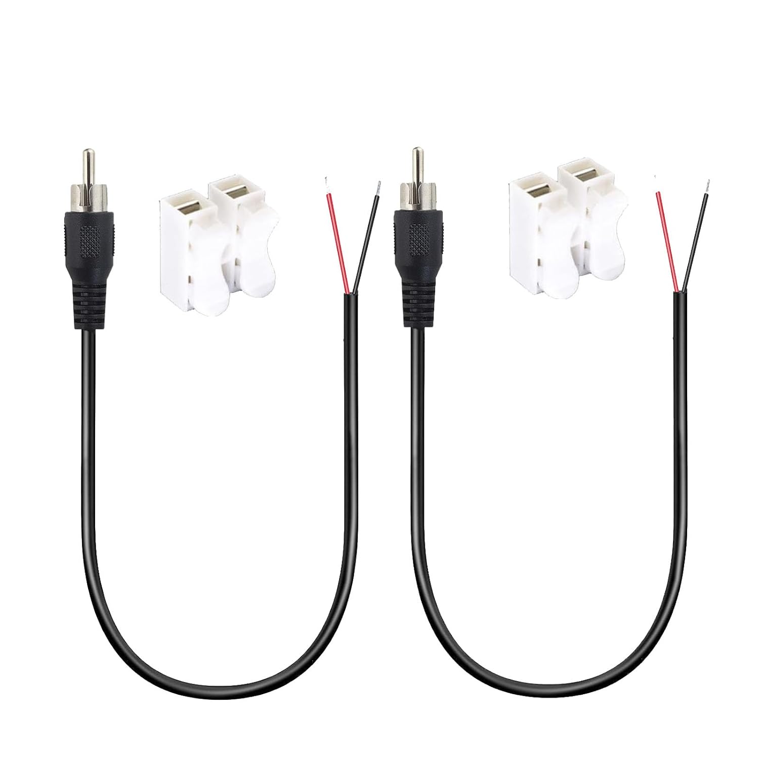 ELNONE Paquete de 2 cables RCA a cable desnudo, cable de altavoz de 1.0 ft1 pie a audio macho conector RCA adaptador enchufe para repuesto RCA cable