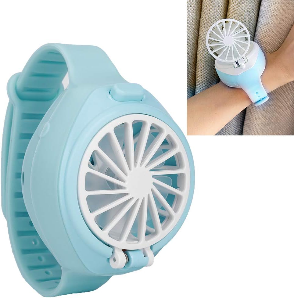 Ventilador con forma de reloj, 3.7 V 11.0×2.4 in, batería de polímero oscilante, ventilador de torre para exteriores, ventilador personal con correa