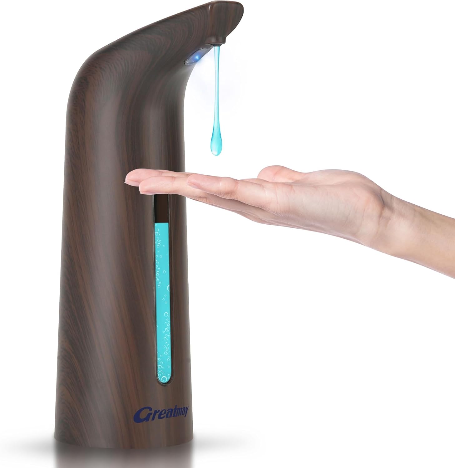 Greatmay Dispensador automático de jabón, material de plástico cromado, bomba desinfectante de manos sin contacto, soporte de jabón eléctrico a