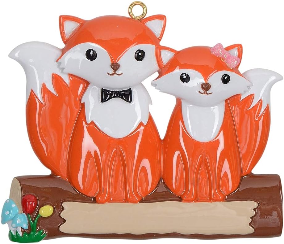 Fox – Adorno para árbol de Navidad de familia de 2 2024 Adorno personalizado de familia de zorro rojo Adorno de Navidad de pareja de zorros