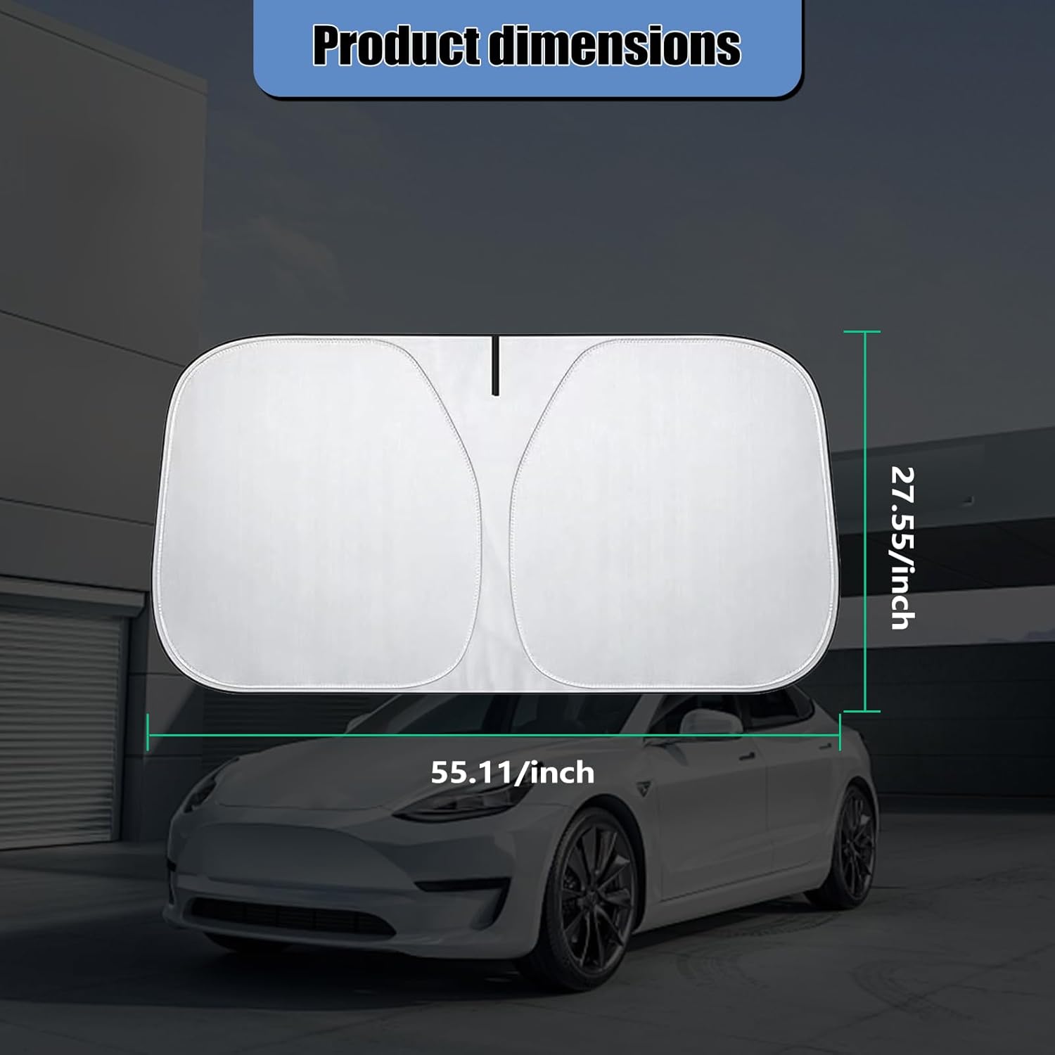 1 parasol para parabrisas de automóvil, 55.1 x 27.5 pulgadas, plegable de 0 pulgadas, cubierta aislante transmisora de luz, protección contra el